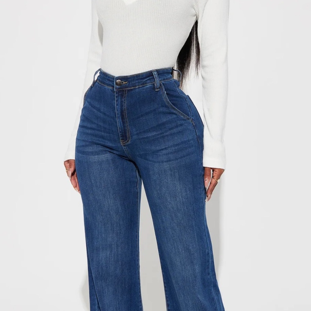 Fashion Nova Denim Blue Wide-Leg Jeans